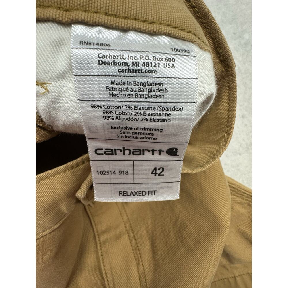 Carhartt Work Shorts Mens 42 Brown 10IN Duck Relaxed Fit Work Wear Outdoor - Picture 6 of 7